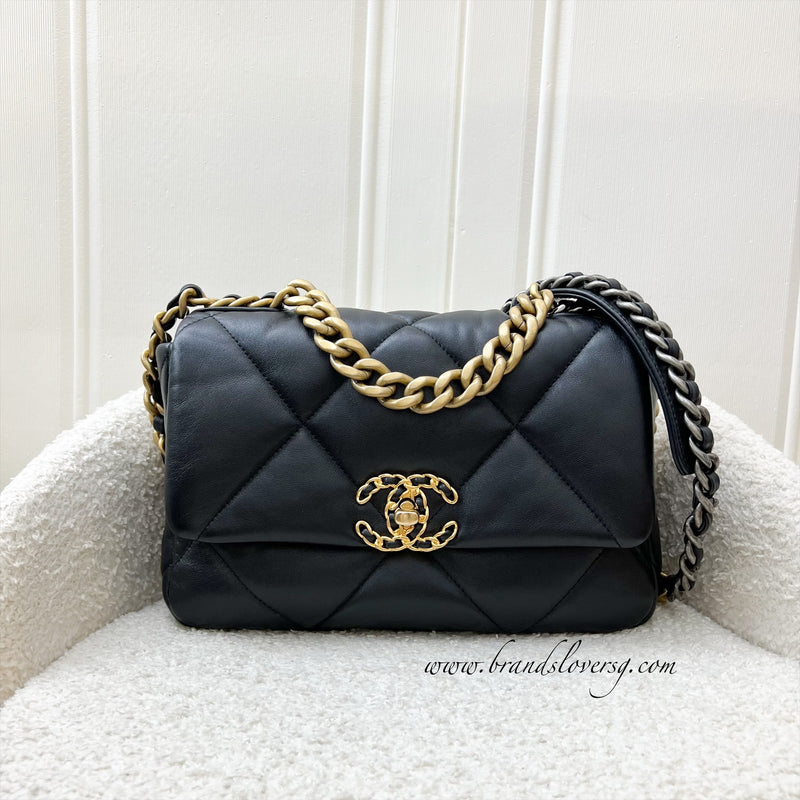 Chanel 19 Small Flap in Black Lambskin and 3-tone HW (Model: AS1160)