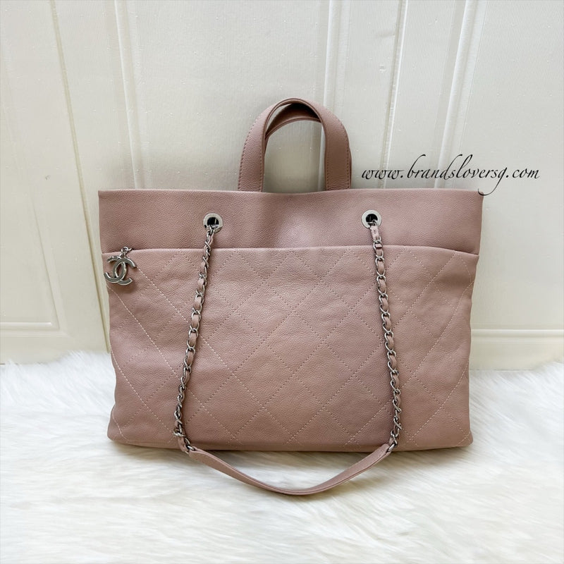 Chanel Large Quilted Tote Bag in Pink Caviar and SHW