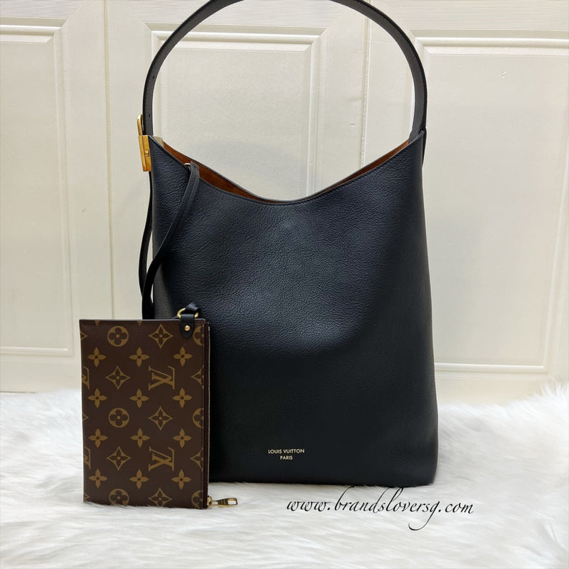 Louis Vuitton LV Low Key Hobo MM in Black Grained Calfskin and GHW