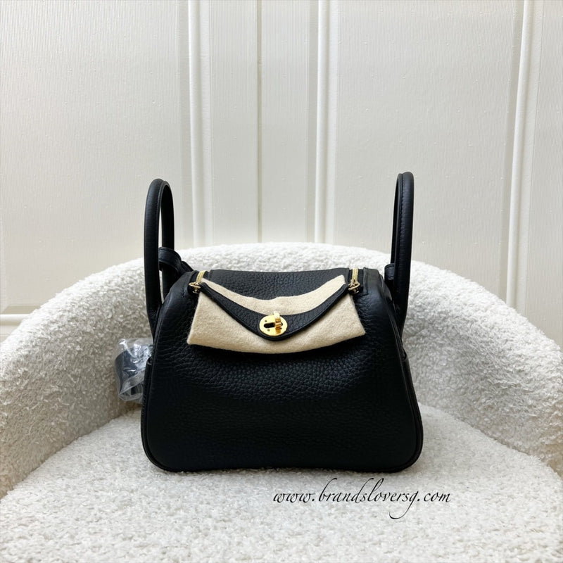 Hermes Mini Lindy II in Noir Black Clemence Leather and GHW