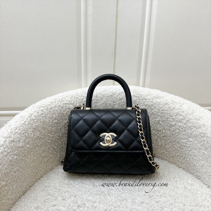 ショルダーバッグ・ポシェット × ヴィンテージ(中古) Chanel Caviar Coco Handle 16 AP4244 希少な14.5㎝が入荷！】シャネル ミニココハンドル ブラック