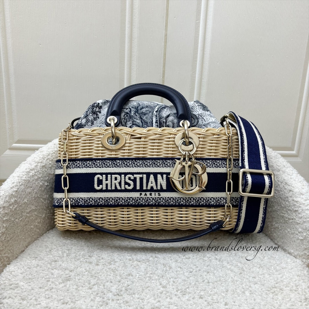 Dior Dioriviera Medium Lady D-Joy Bag in Natural Rattan and Dark