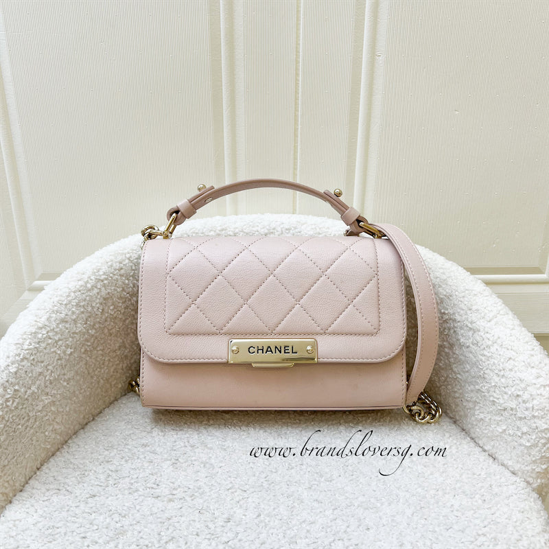 Chanel 17C Click Label Shoulder Bag in Light Pink Calfskin and LGHW