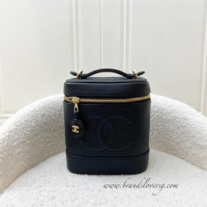 Chanel Vintage Vertical Vanity Case in Black Caviar and GHW