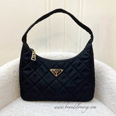 Prada Re-Edition Shoulder Bag in Quilted Black Nylon and GHW