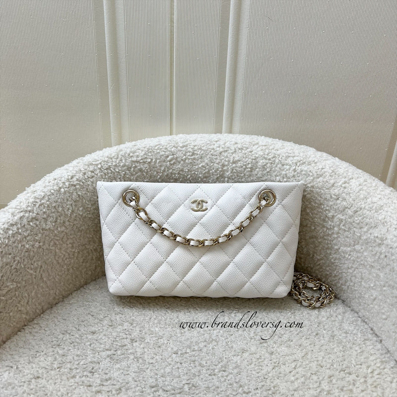 Chanel 25C Mini Clutch with Chain in White Caviar LGHW (Model: AP4423)