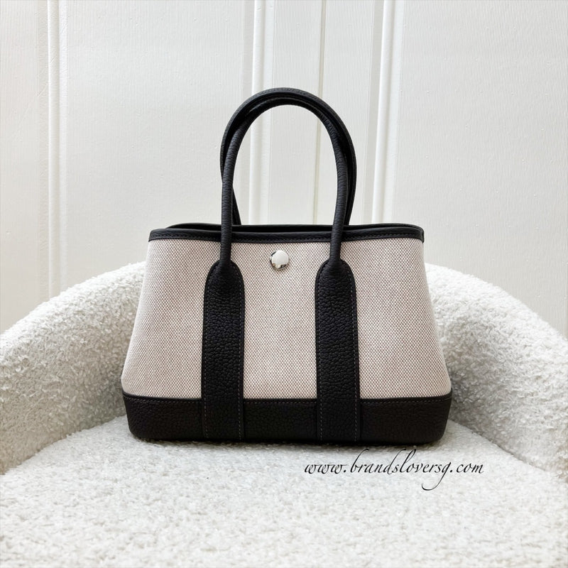Hermes Garden Party 23 in Ecru-Beige Toile H Viking Canvas, Ebene Veau Negonda Leather and PHW