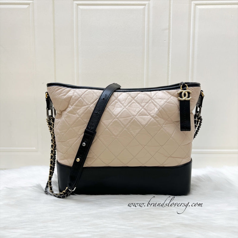 Chanel Large Gabrielle Hobo in Beige Distressed Calfskin and 3 Tone HW