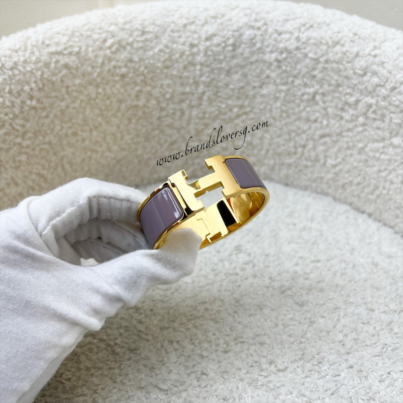Hermes Clic Clac H Bracelet PM in Grey Enamel and GHW