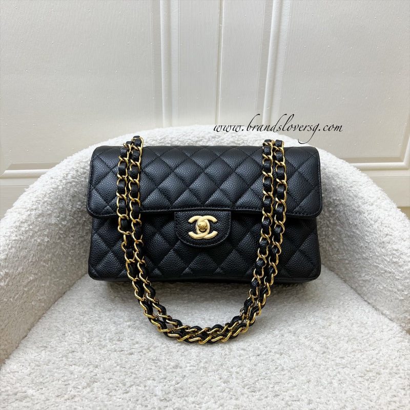 Chanel Small Classic Flap CF in Black Caviar and GHW (Model: A01113)
