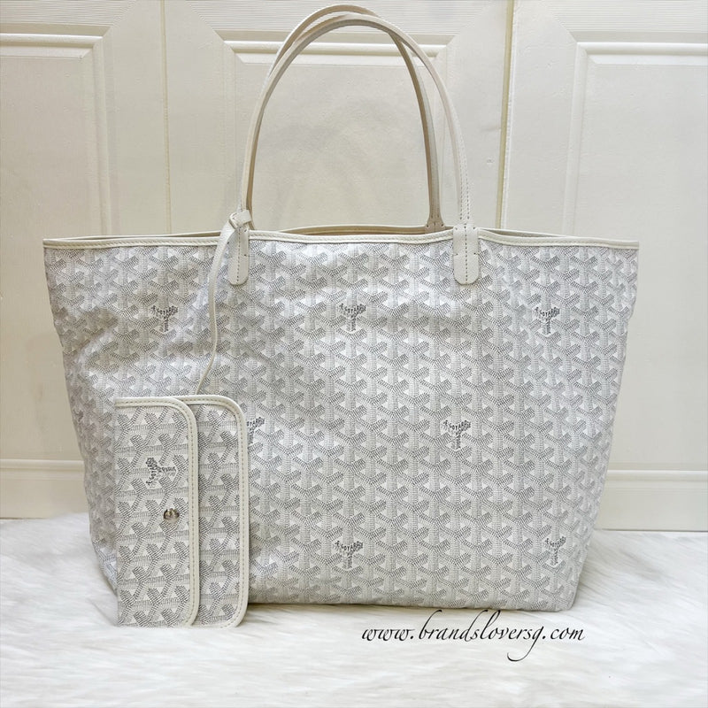 Goyard Saint Louis GM Tote in White Signature Goyardine Canvas