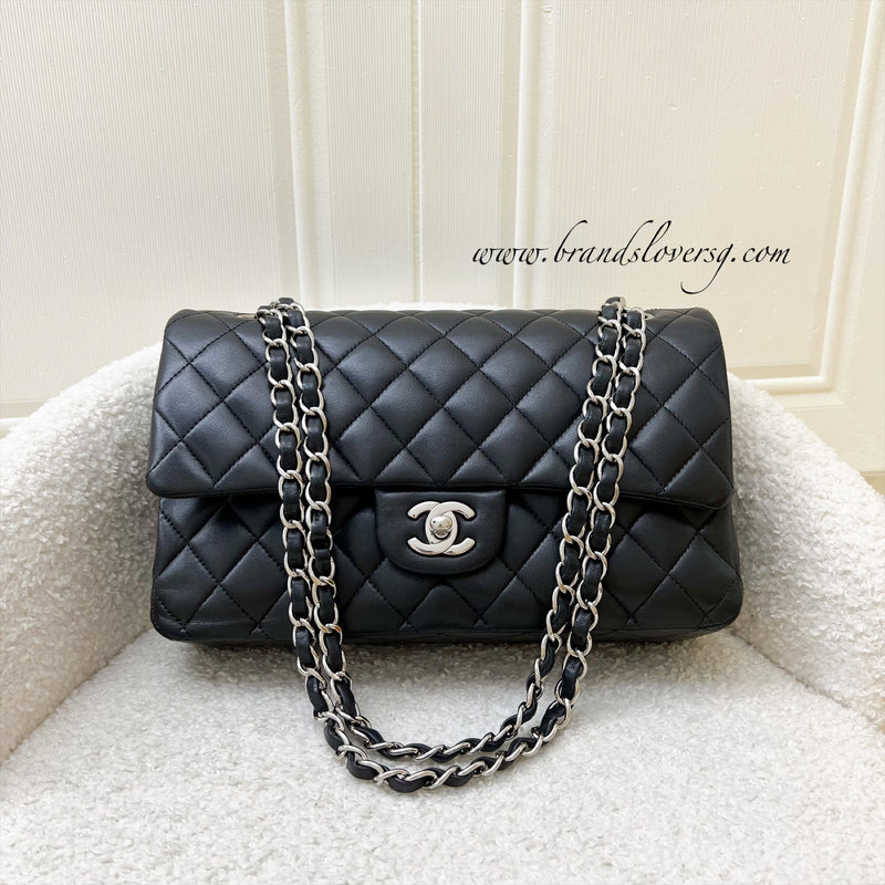 Chanel Medium Classic Flap CF in Black Lambskin and SHW