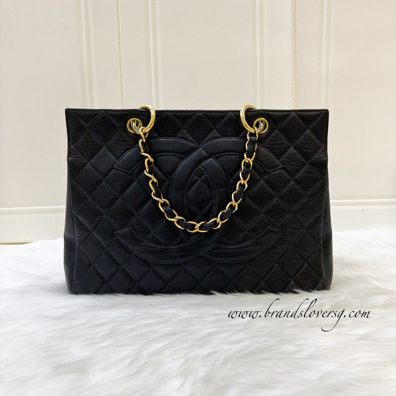 Chanel Vintage Grand Shopping Tote in Black Caviar and GHW