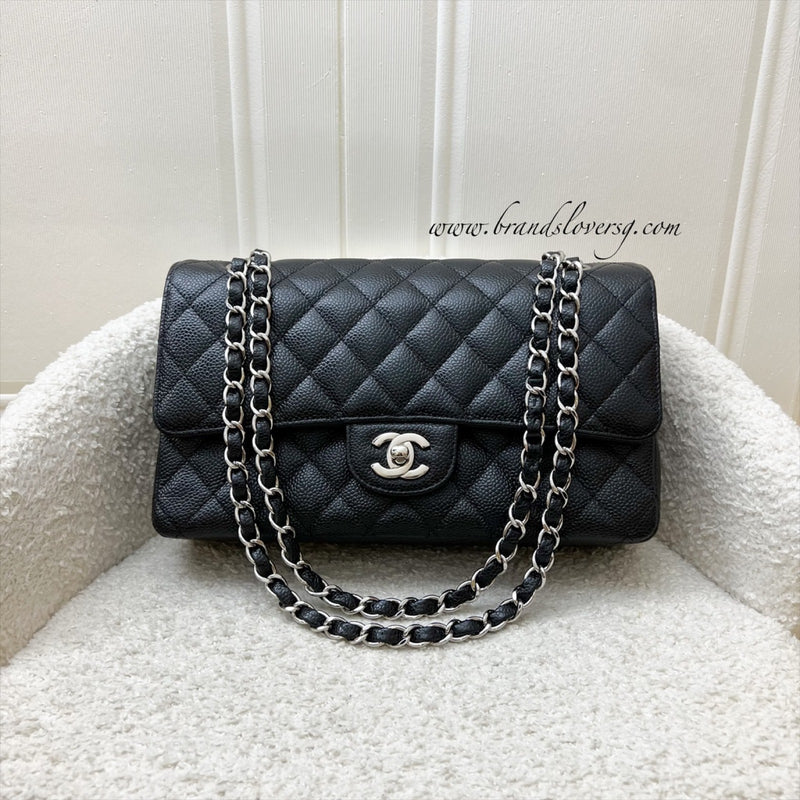Chanel Medium Classic Flap CF in Black Caviar and SHW (Model: A01112)