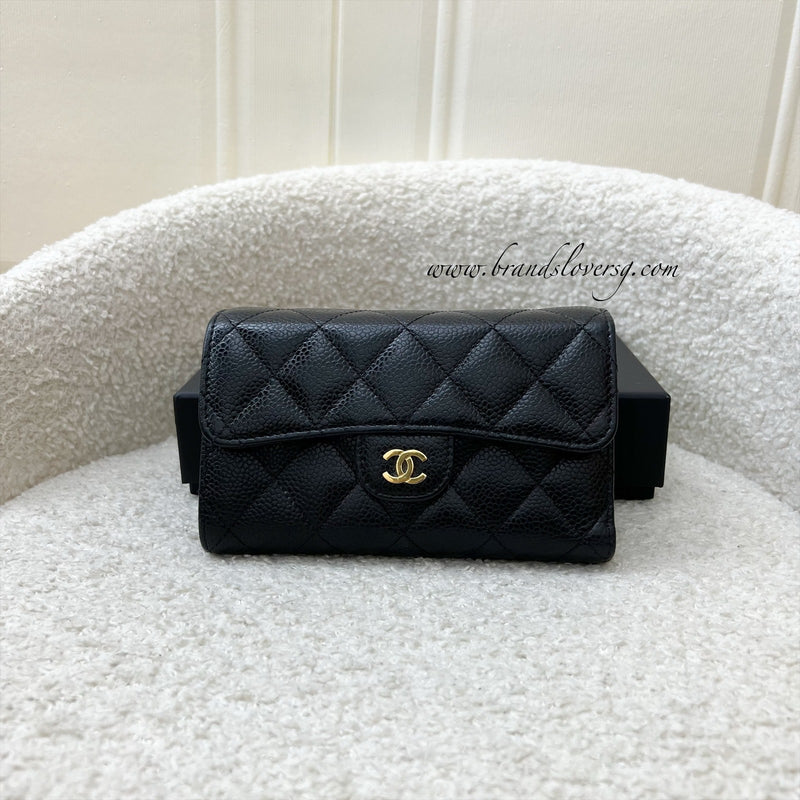 Chanel Classic Medium Trifold Wallet in Black Caviar and LGHW (Model: AP0232)