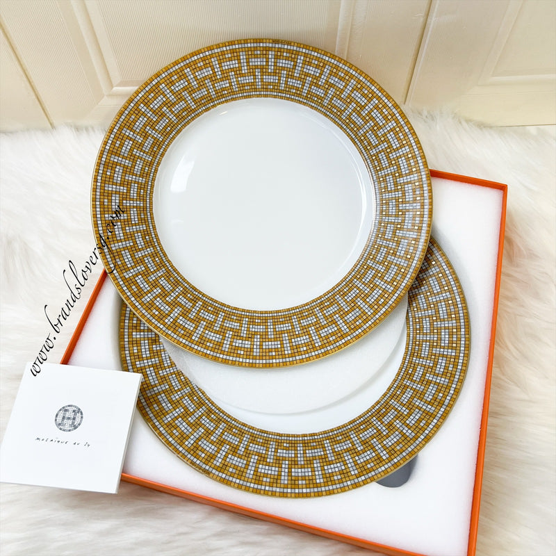 Hermes Set of 2 Dinner Plates in Mosaique au 24