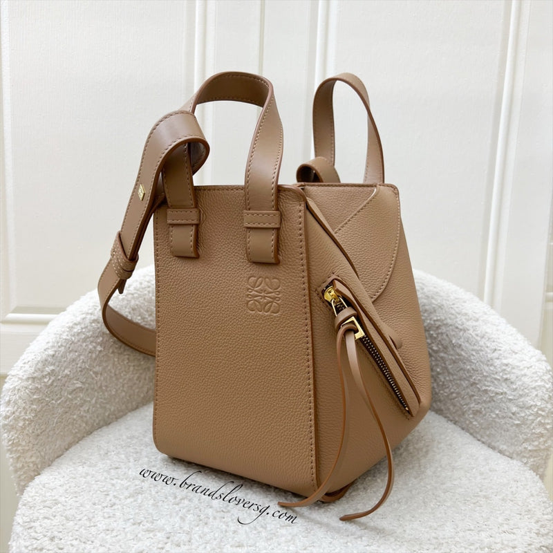 Loewe Compact Hammock Bag in Toffee Soft Grained Calfskin and GHW