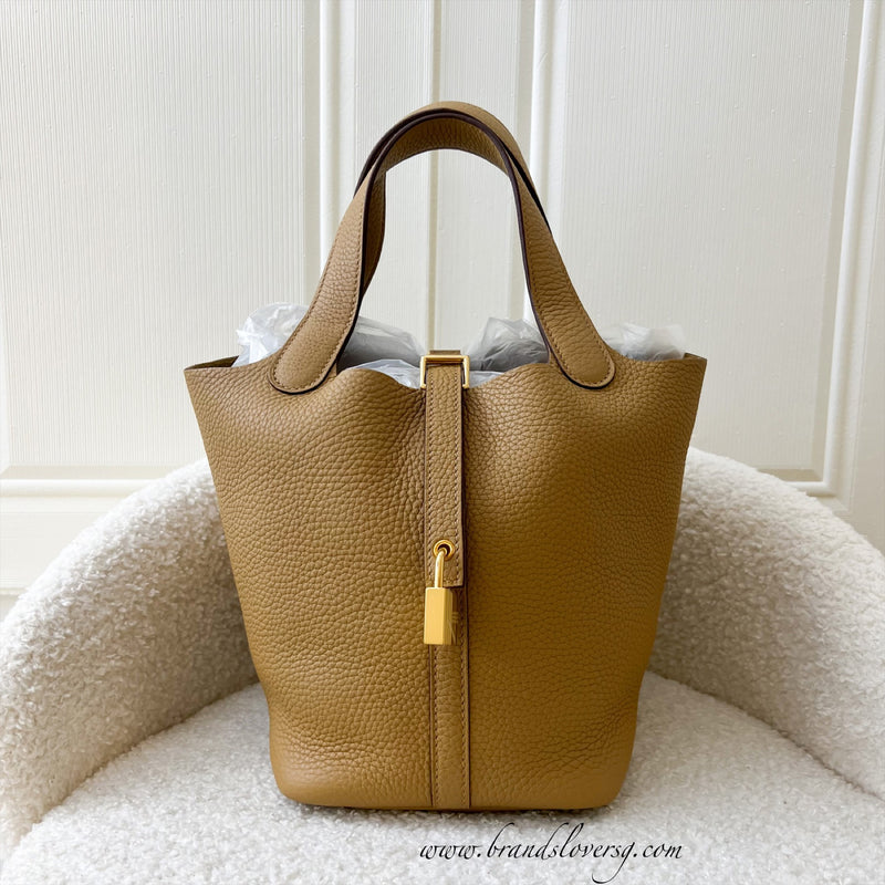 Hermes Picotin 18 in Biscuit Clemence Leather and GHW