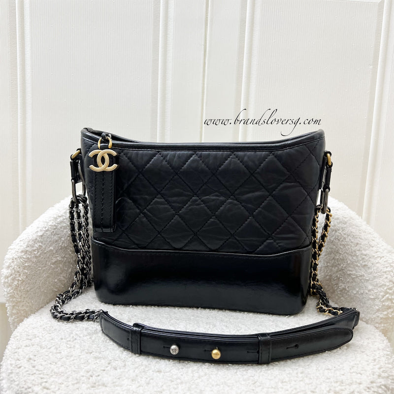 Chanel New Medium Gabrielle Hobo in Black Distressed Calfskin and 3 tone HW