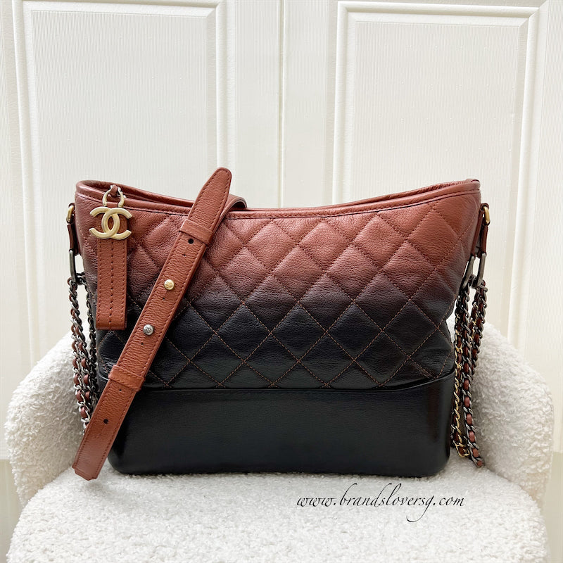 Chanel New Large (Old Medium) Gabrielle in Ombre Bronze and Black Leather and 3 Tone HW