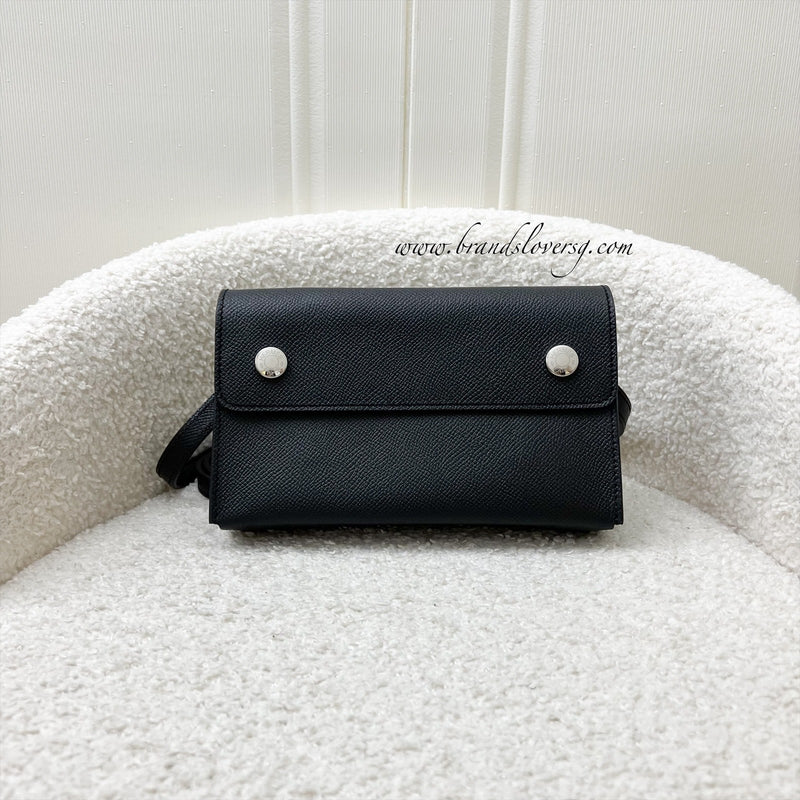 Hermes Hermesnap Wallet with Strap in Black Epsom Leather and PHW