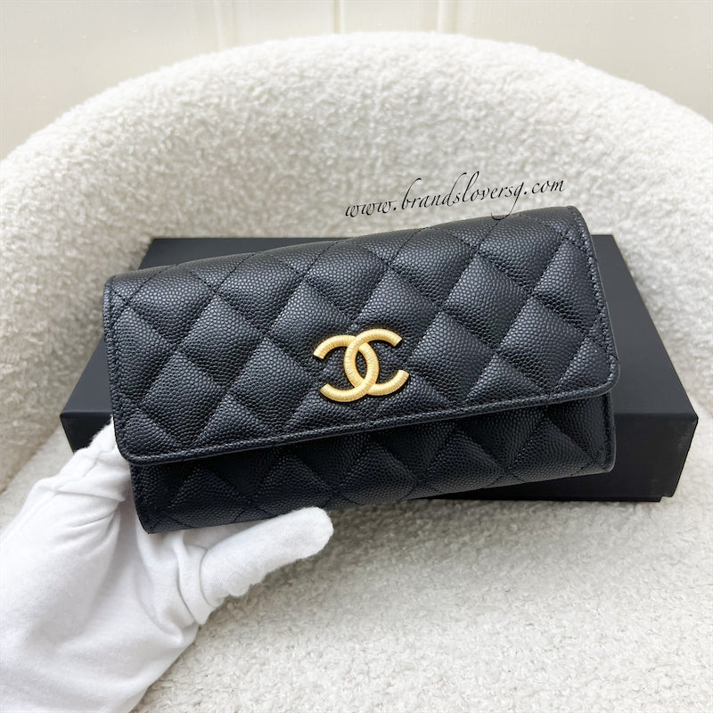 Chanel 23A Long Wallet in Black Caviar AGHW