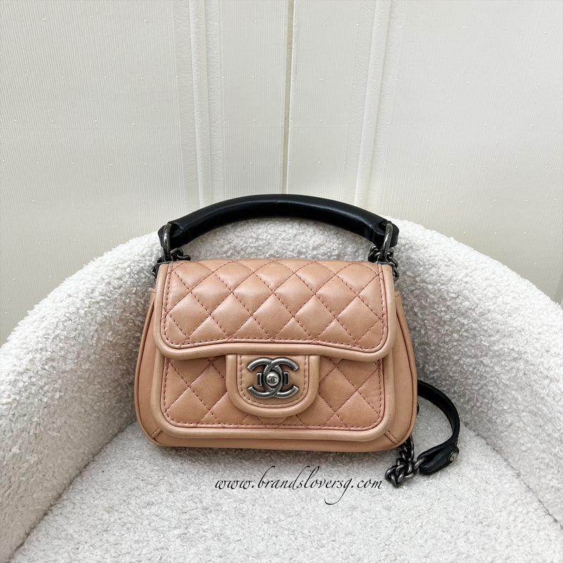 Chanel Seasonal Mini Flap Bag in Dark Beige Calfskin in RHW