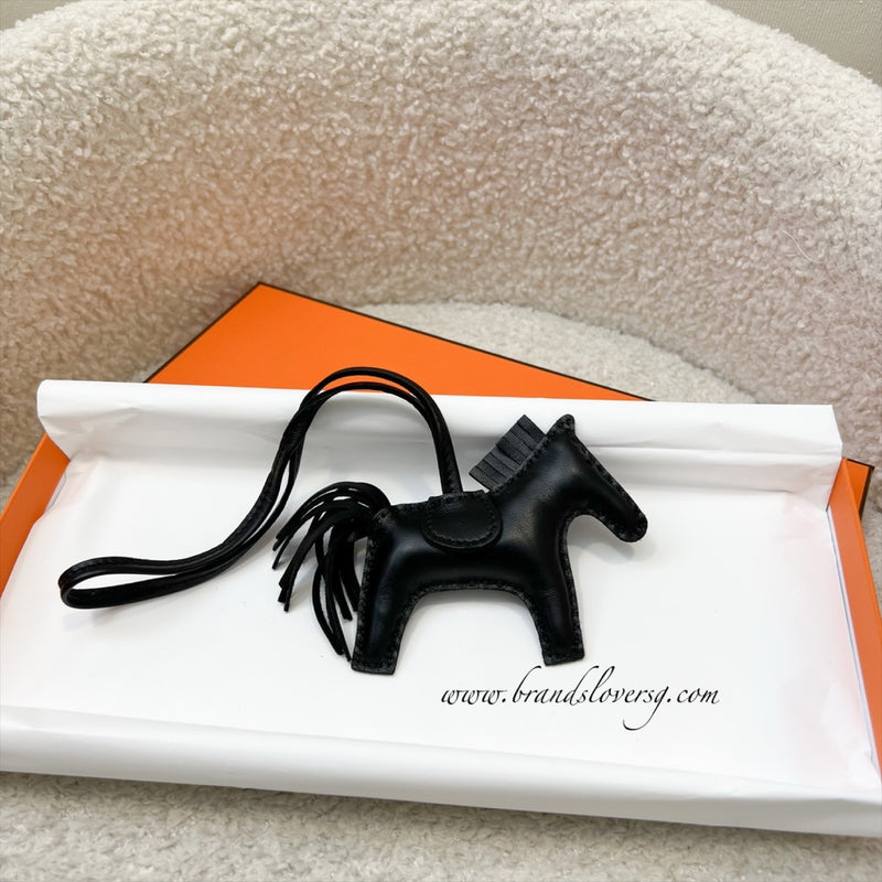 Hermes So Black Rodeo PM Charm in Noir Lambskin