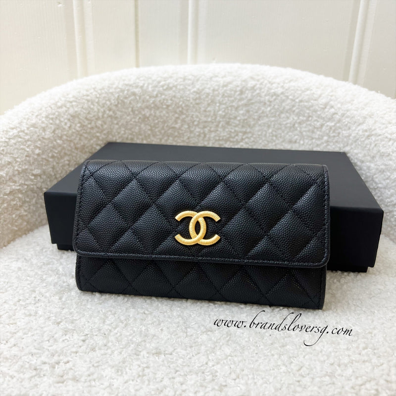 Chanel 23A Long Wallet in Black Caviar AGHW