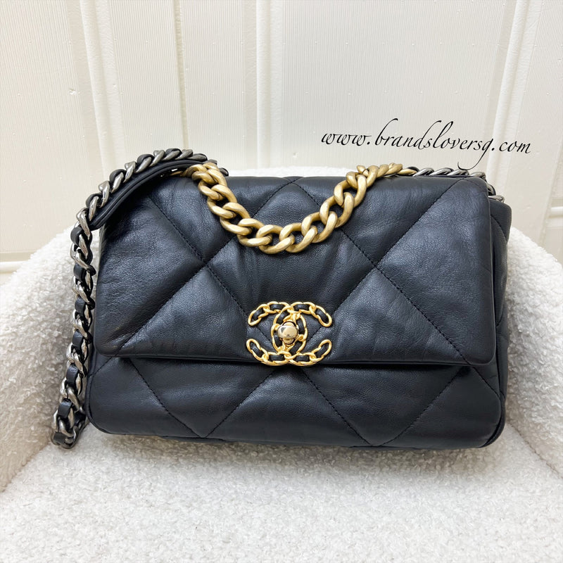 Chanel 19 Small Flap in Black Goatskin and 3-Tone HW