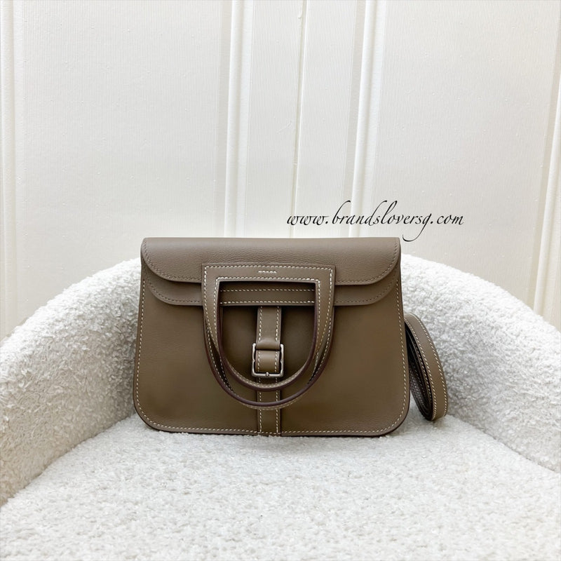 Hermes Mini Halzan in Etoupe Swift Leather and PHW