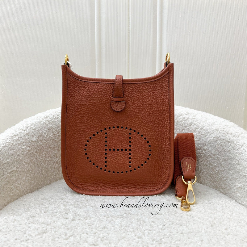 Hermes Mini Evelyne 16 in Cuivre Clemence Leather and GHW