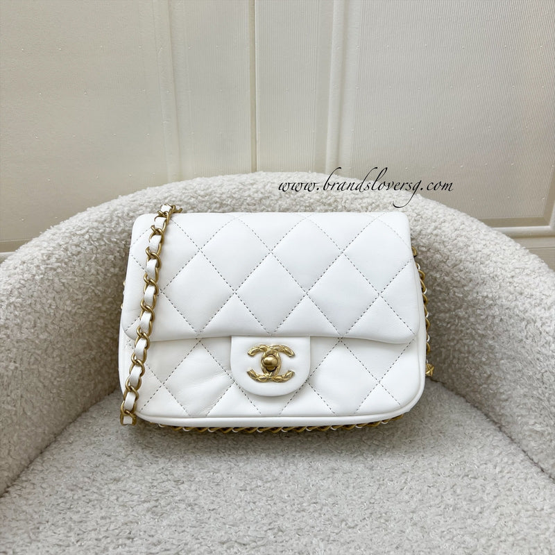 Chanel Seasonal Flap in White Lambskin and AGHW