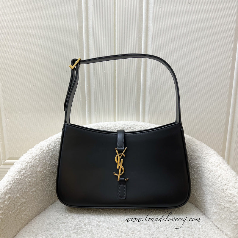 Saint Laurent YSL Le 5 à 7 Shoulder Bag in Black Smooth Calfskin and GHW