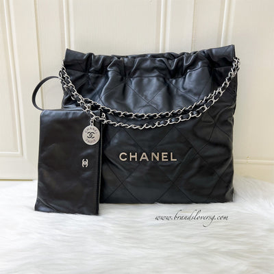 Chanel 22 Medium Hobo Bag in Black Calfskin and SHW