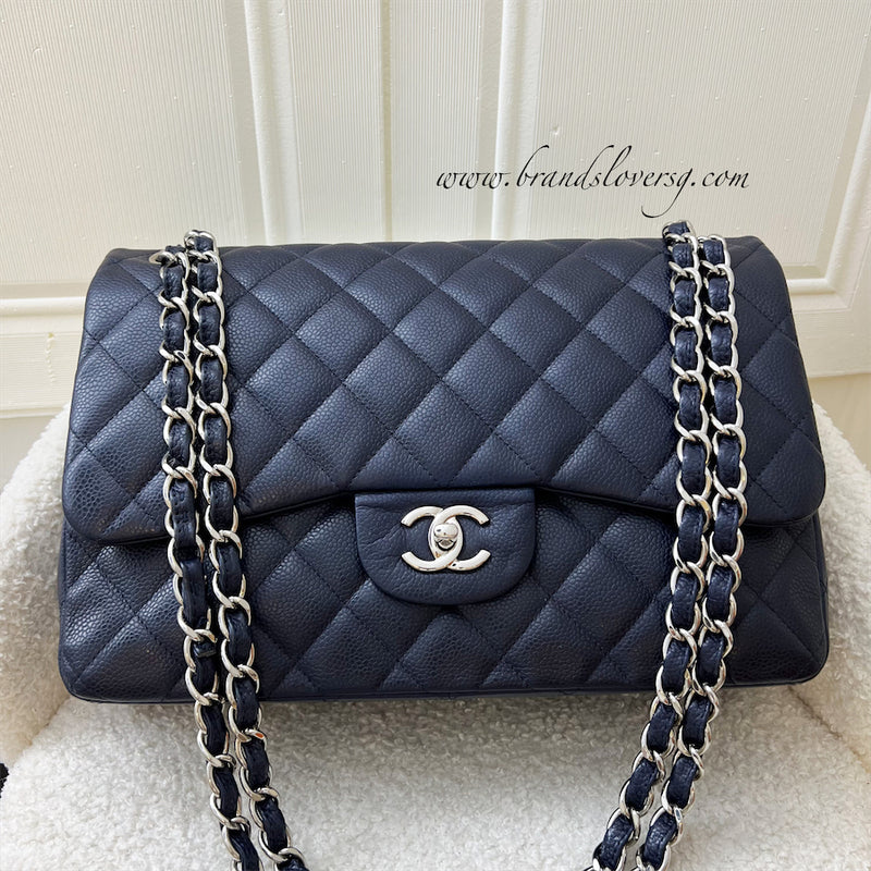 Chanel Jumbo Classic Flap DF in Navy Caviar and SHW