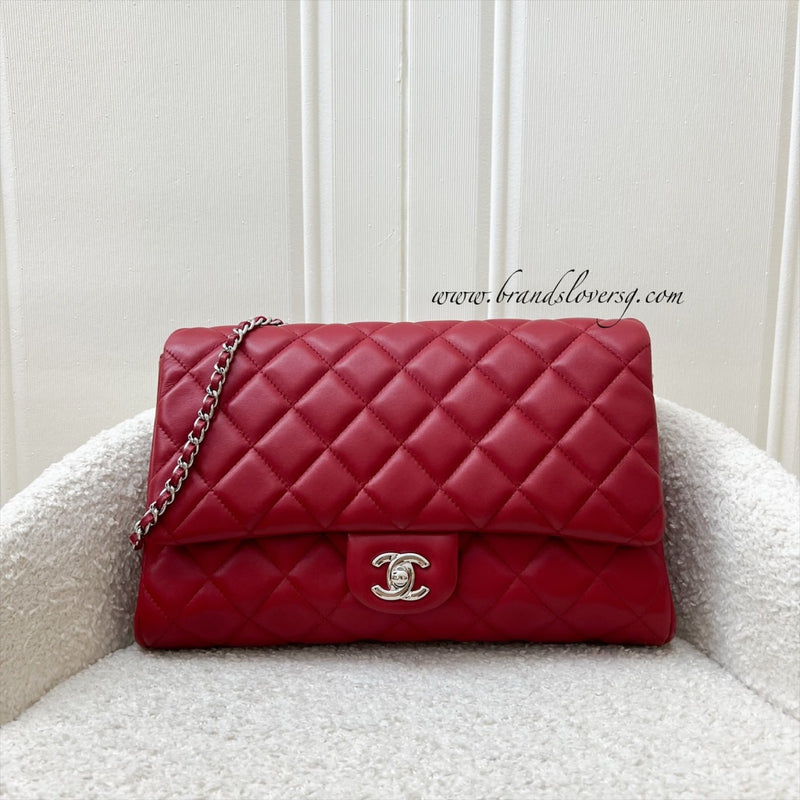 Chanel Classic Timeless Clutch with Chain in Red Lambskin and SHW (Model: A65051)