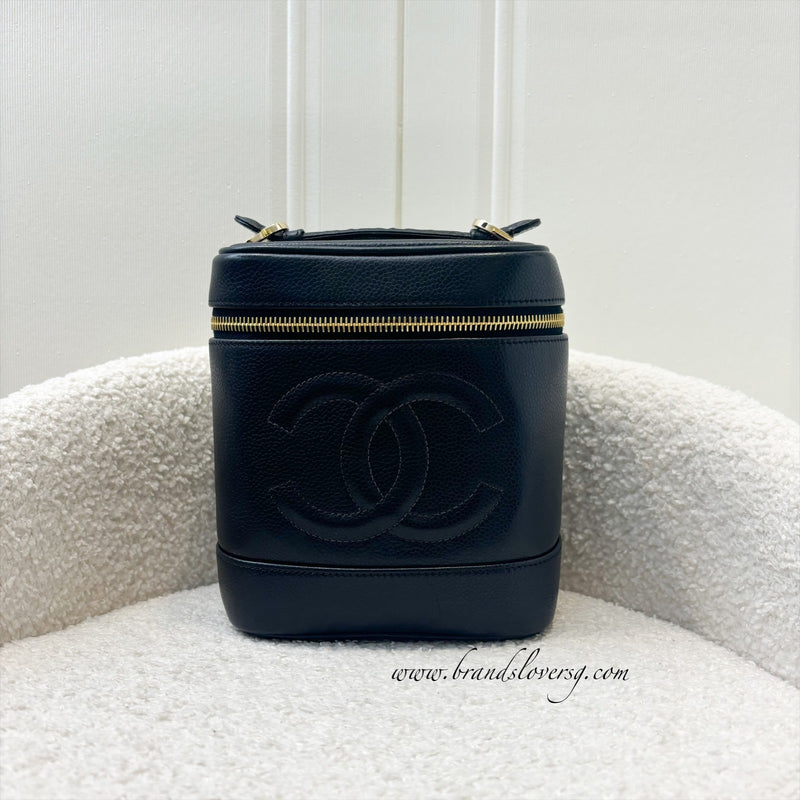 Chanel Vintage Vertical Vanity in Black Caviar and GHW