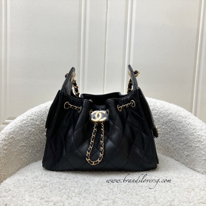 Local Set - Nov 2025] Chanel 25 Mini Hobo Bag in Black Caviar and