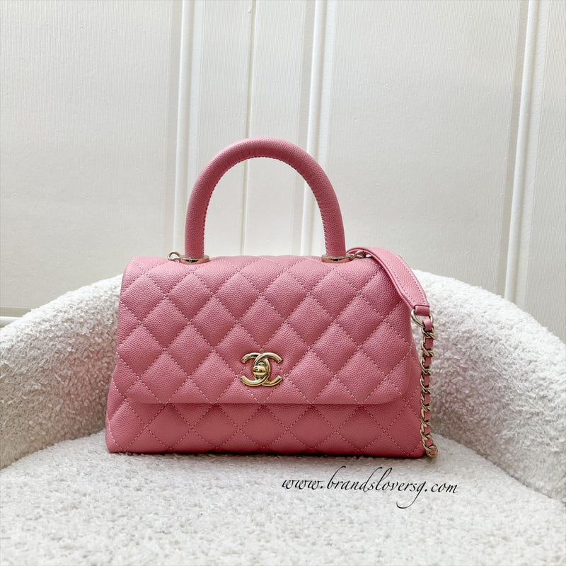 Chanel Small 24cm Coco Handle Flap in 20A Pink Caviar and LGHW (Model: A92990)