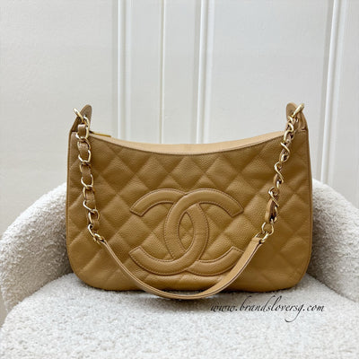 Chanel Vintage Half Moon Timeless Hobo in Beige Caviar and GHW