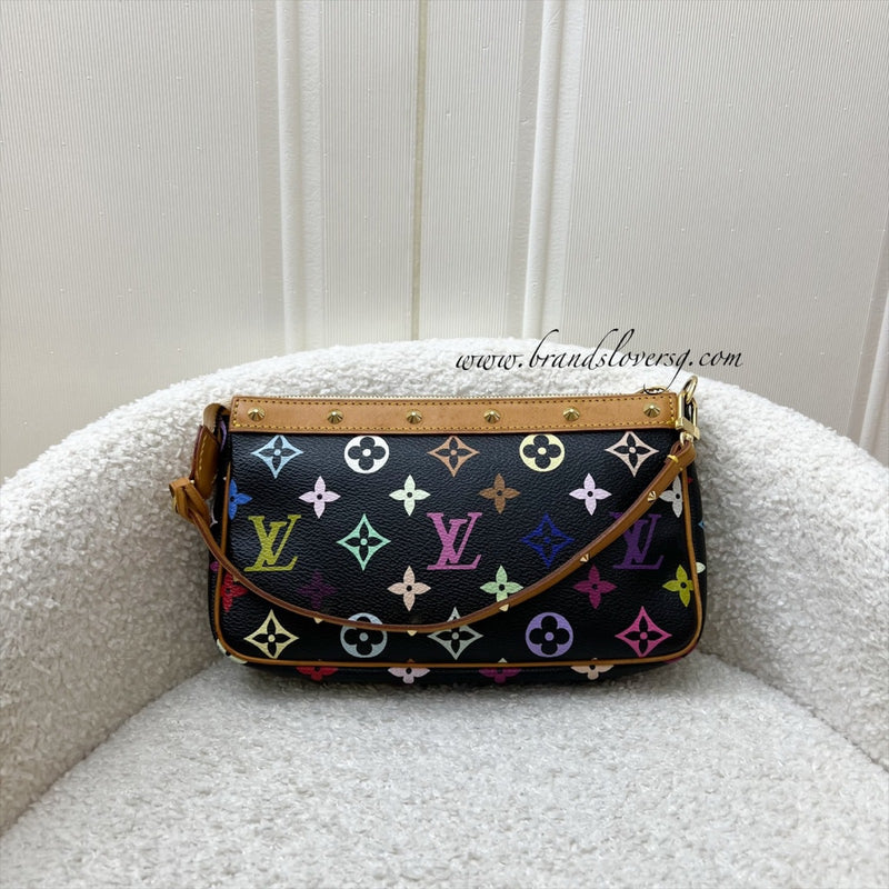 LV Vintage Louis Vuitton x Takashi Murakami Pochette Accessoires in Multicolore Noir Monogram Canvas and GHW