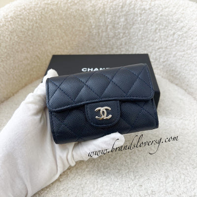 Chanel Classic Key / Card Holder in Navy Caviar and SHW