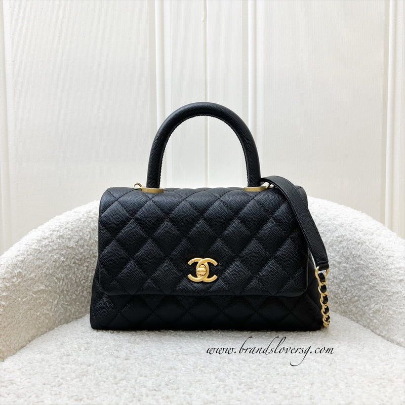 Chanel Small 24cm Coco Handle Flap in Black Caviar and AGHW (Model: A92990)