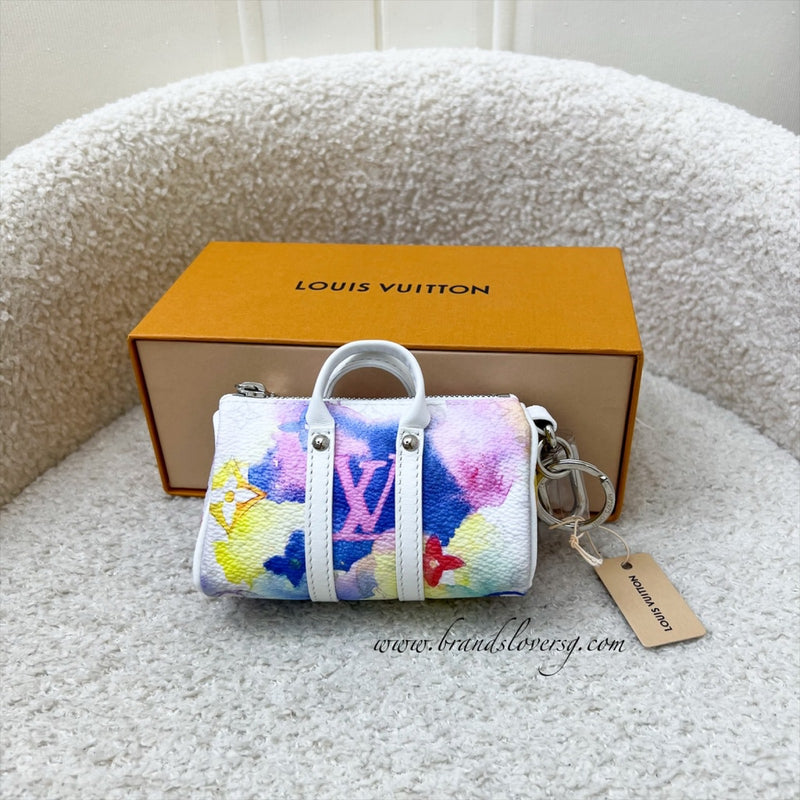 LV Mini Keepall Bag Charm in Watercolour Canvas and SHW (Model: MP2975)