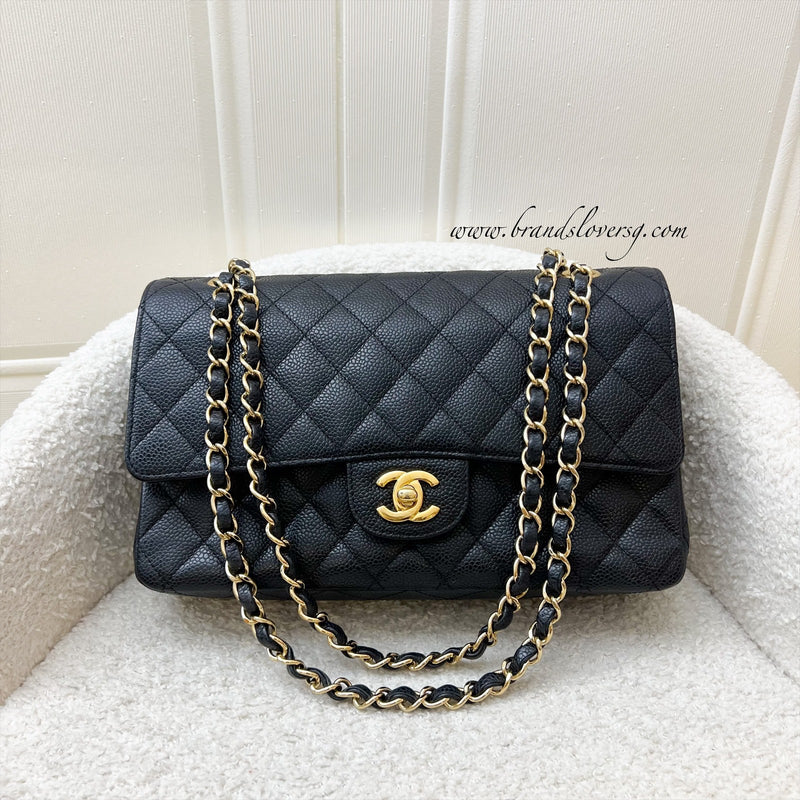 Chanel Medium Classic Flap CF in Black Caviar and GHW (Model: A01112)