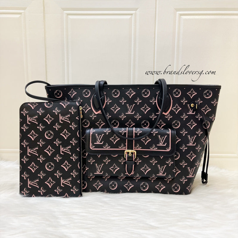 Louis Vuitton LV Fall For You Neverfull MM in Black Monogram Canvas and GHW (Model: M46137)