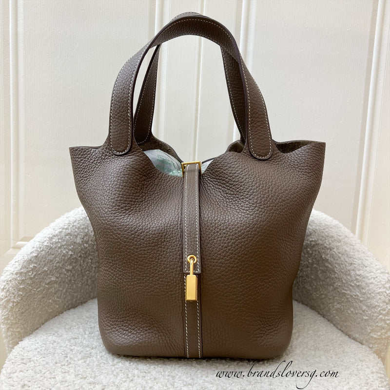 Hermes Picotin 22 in Etoupe Clemence Leather and GHW