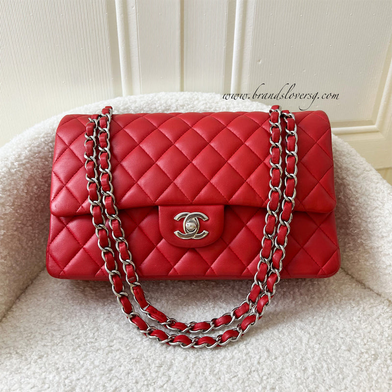 Chanel Medium Classic Flap CF in Red Lambskin and SHW