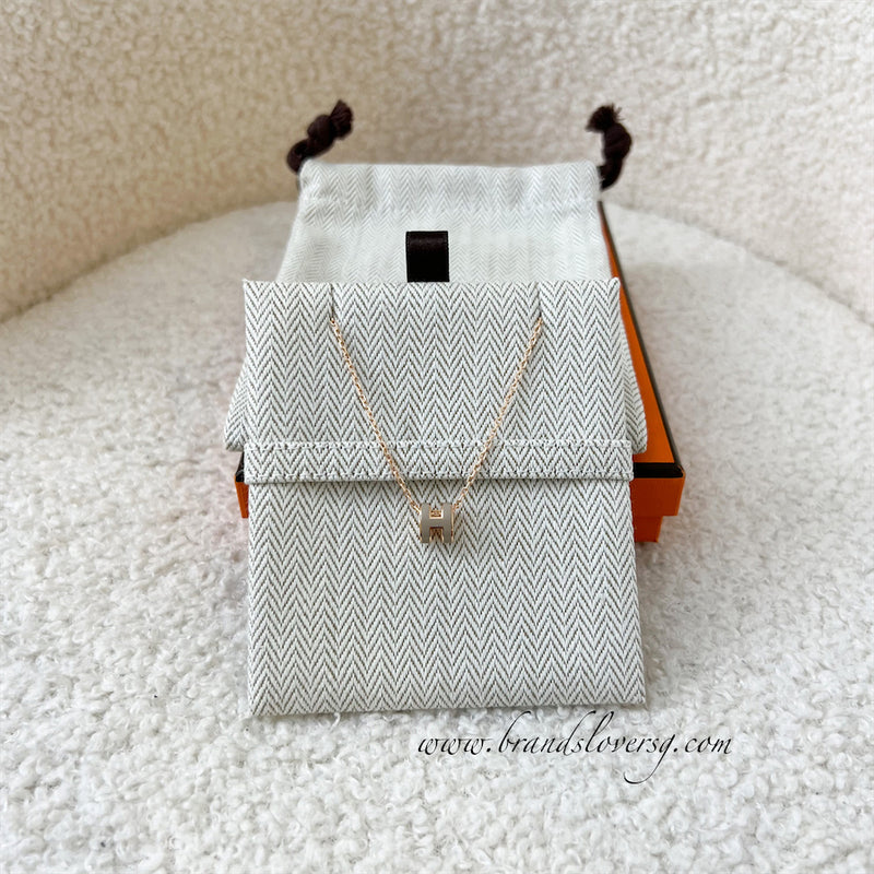 Hermes Mini Pop H Necklace in Marron Glace Enamel RGHW
